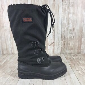 Sorel Kaufman Canada Mens 7 Black Winter Snow Boots Waterproof Tall Rubber Nylon